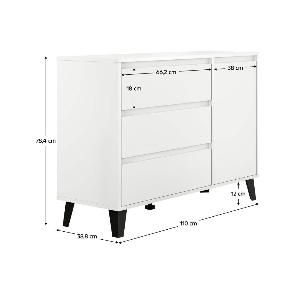 Comoda, alba, BOGAN NEW 1D3S — imaginea 7