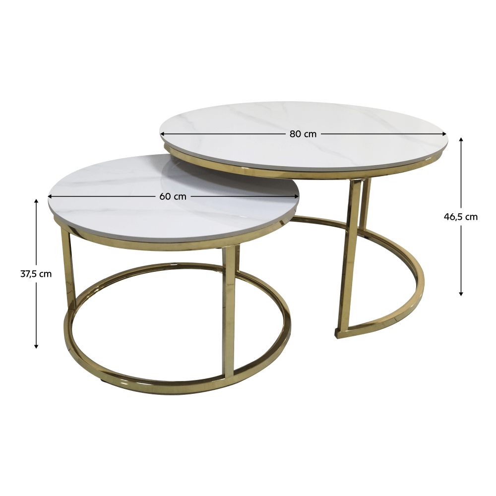 Set 2 mese de cafea, imitatie de marmura/gold crom-auriu, DEVNET 3 NEW — imaginea 2