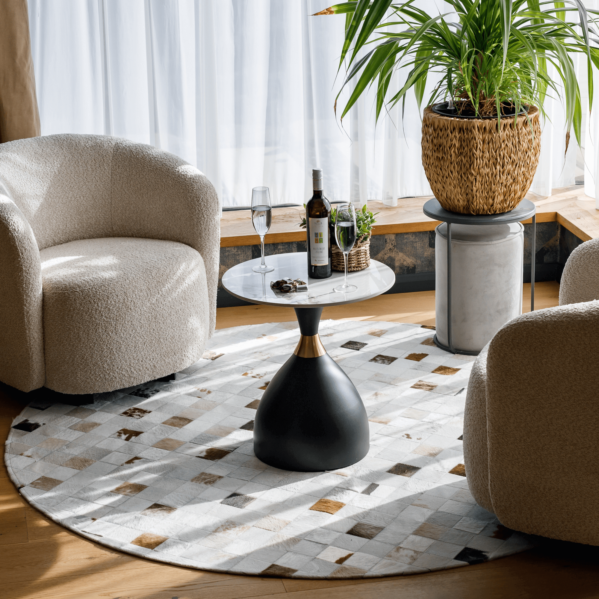Masuta de cafea, marmura alba/negru/aur, ODIS NEW — imaginea 2