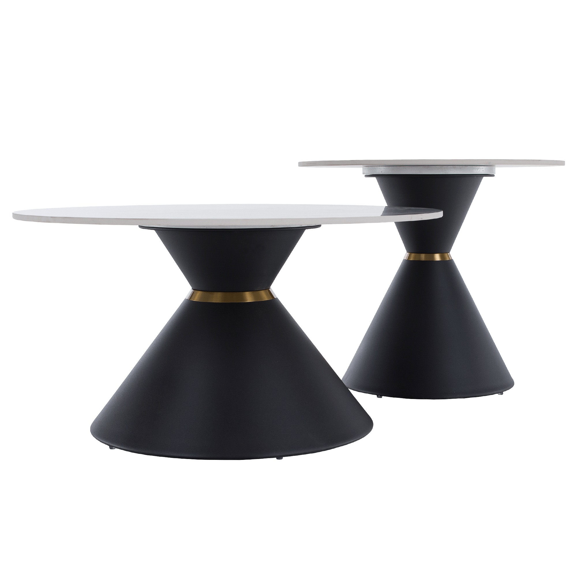 Masute de cafea, set de 2 bucati, marmura/negru/auriu, metal, MABUZ NEW — imaginea 6
