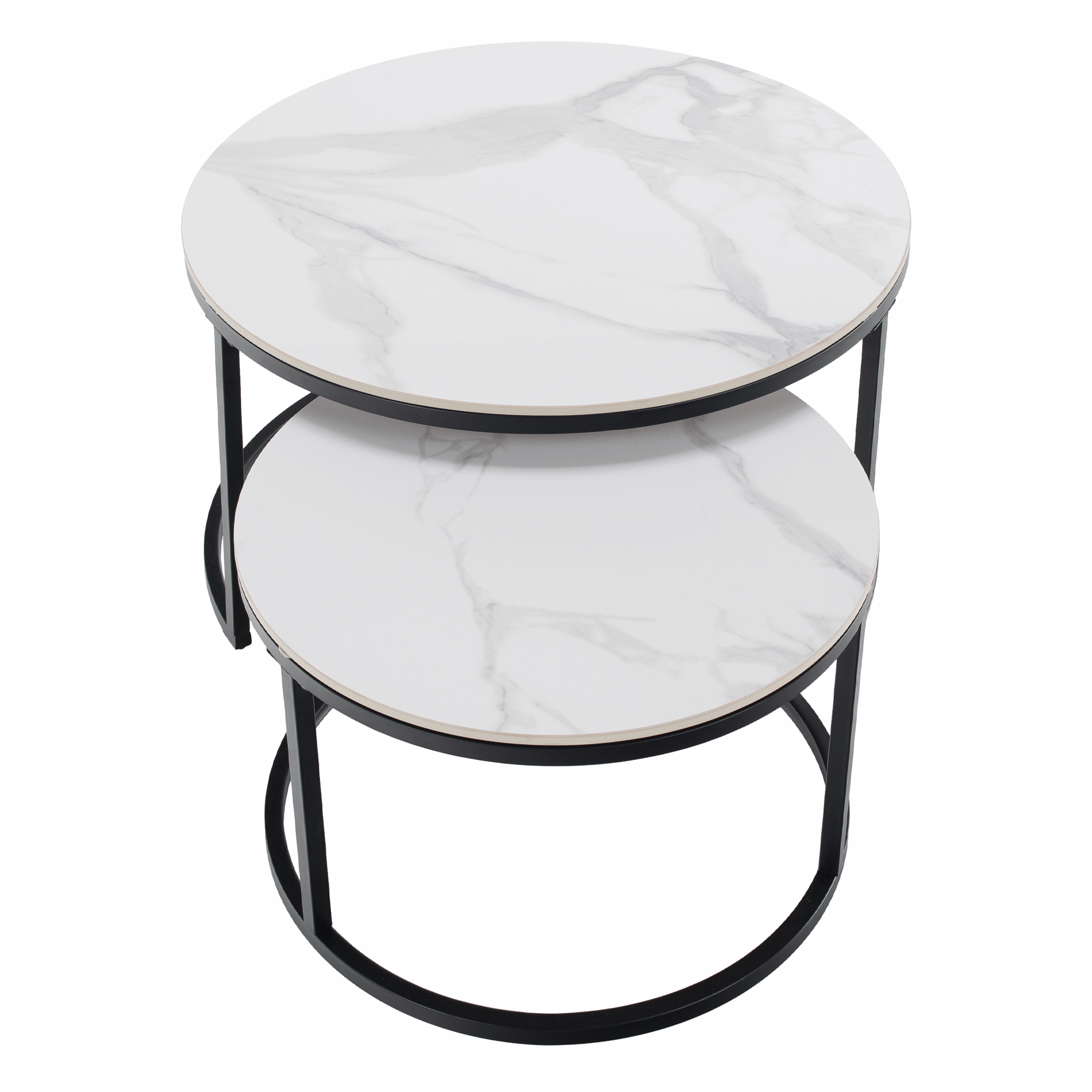 Masute de cafea, set de 2, marmura alba/negru, LASTRO NEW — imaginea 8