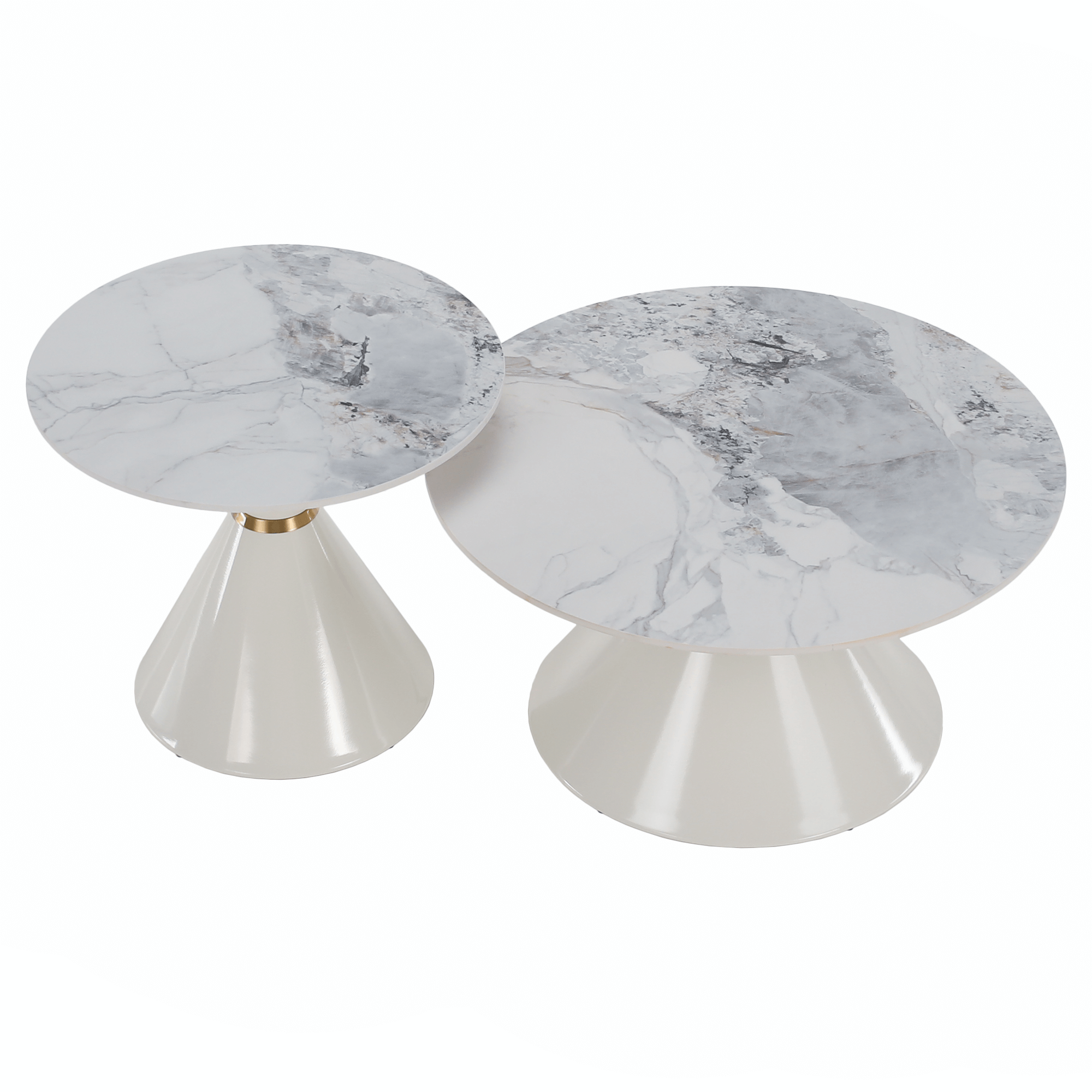 Masute de cafea, set de 2, marmura alba/alba/auriu, metal, MABUZ NEW — imaginea 17