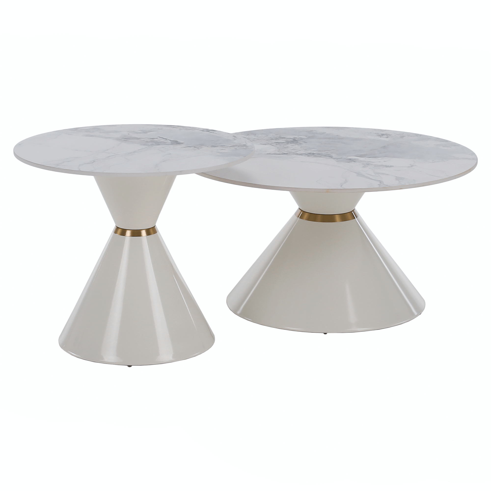 Masute de cafea, set de 2, marmura alba/alba/auriu, metal, MABUZ NEW — imaginea 18