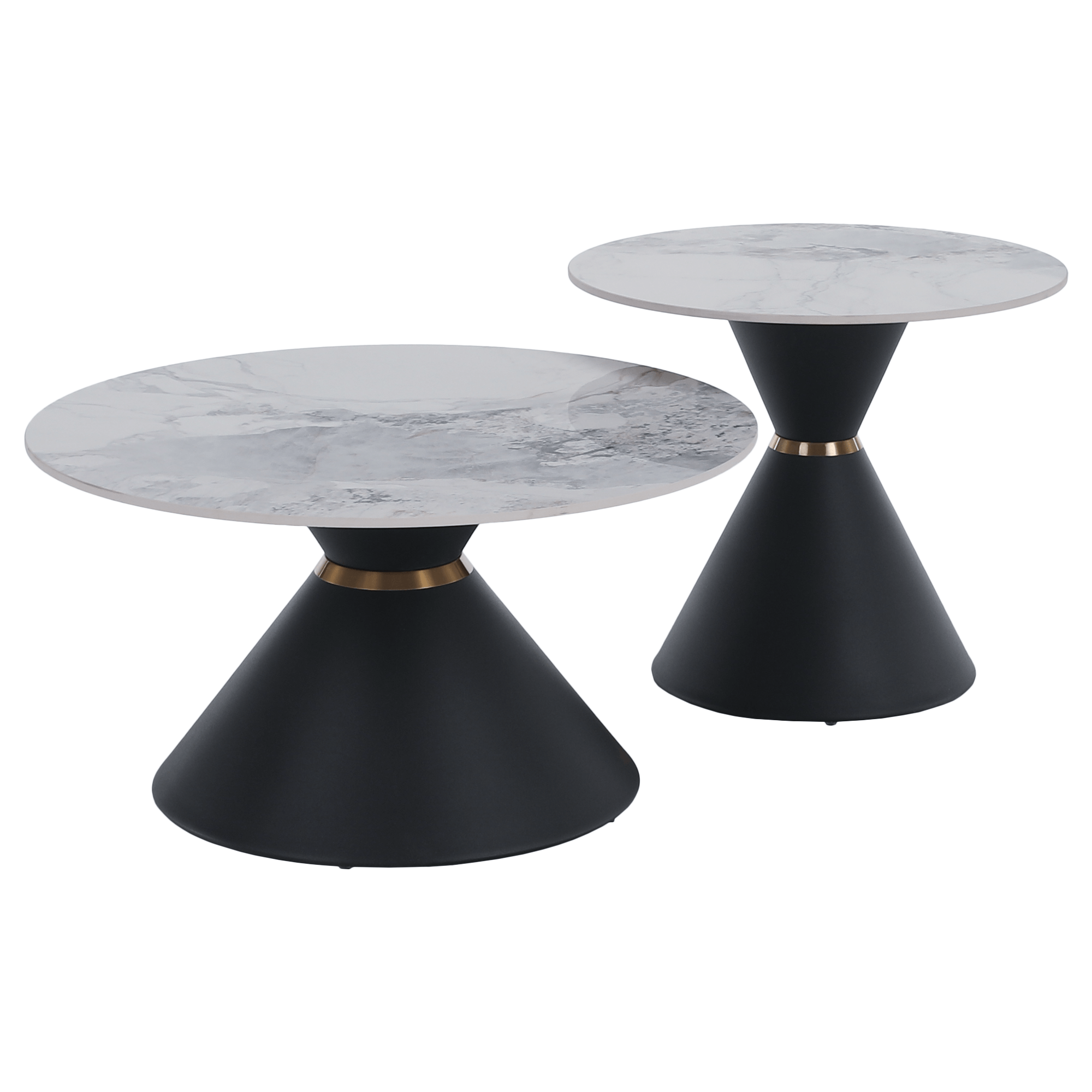 Masute de cafea, set de 2 bucati, marmura/negru/auriu, metal, MABUZ NEW — imaginea 20