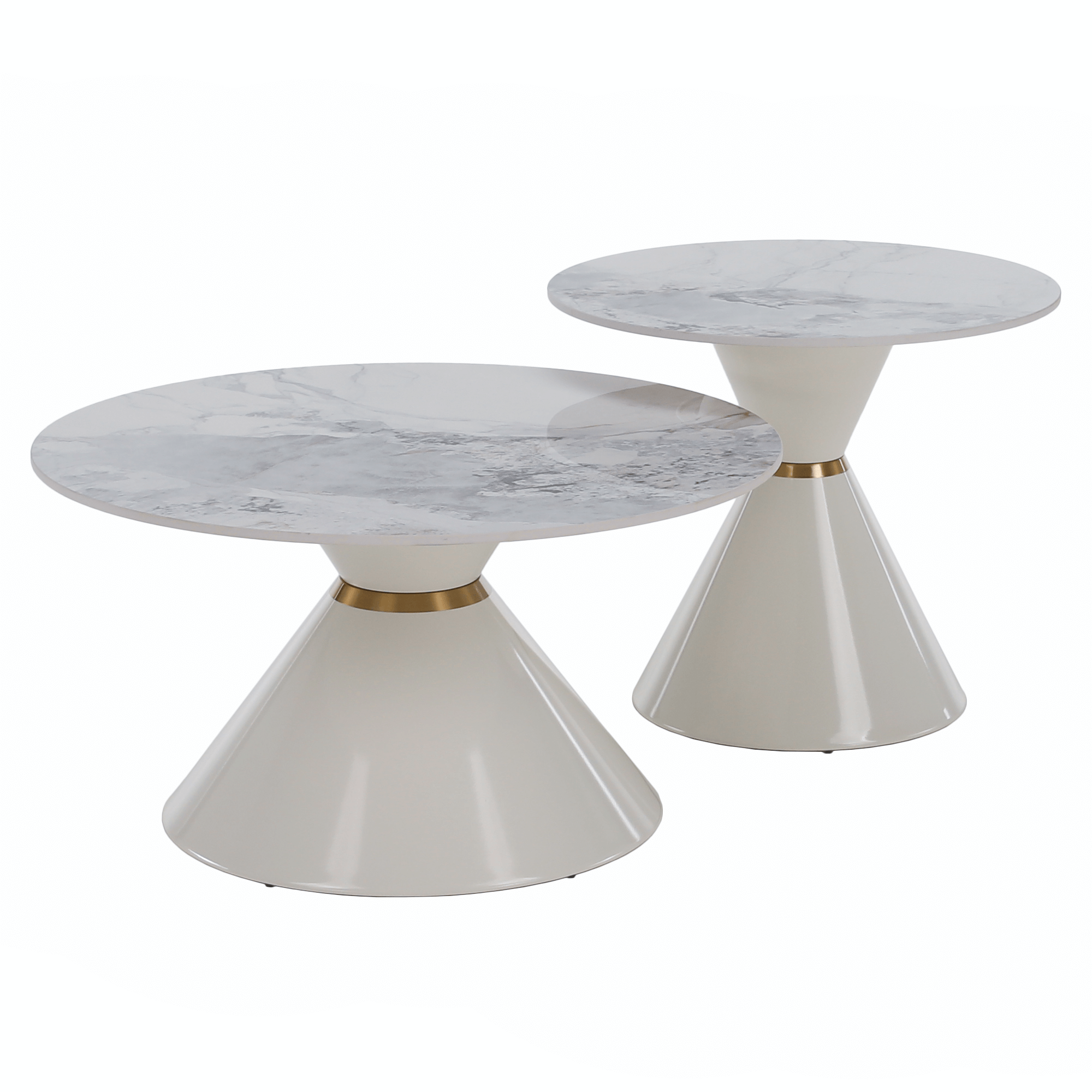 Masute de cafea, set de 2, marmura alba/alba/auriu, metal, MABUZ NEW — imaginea 19
