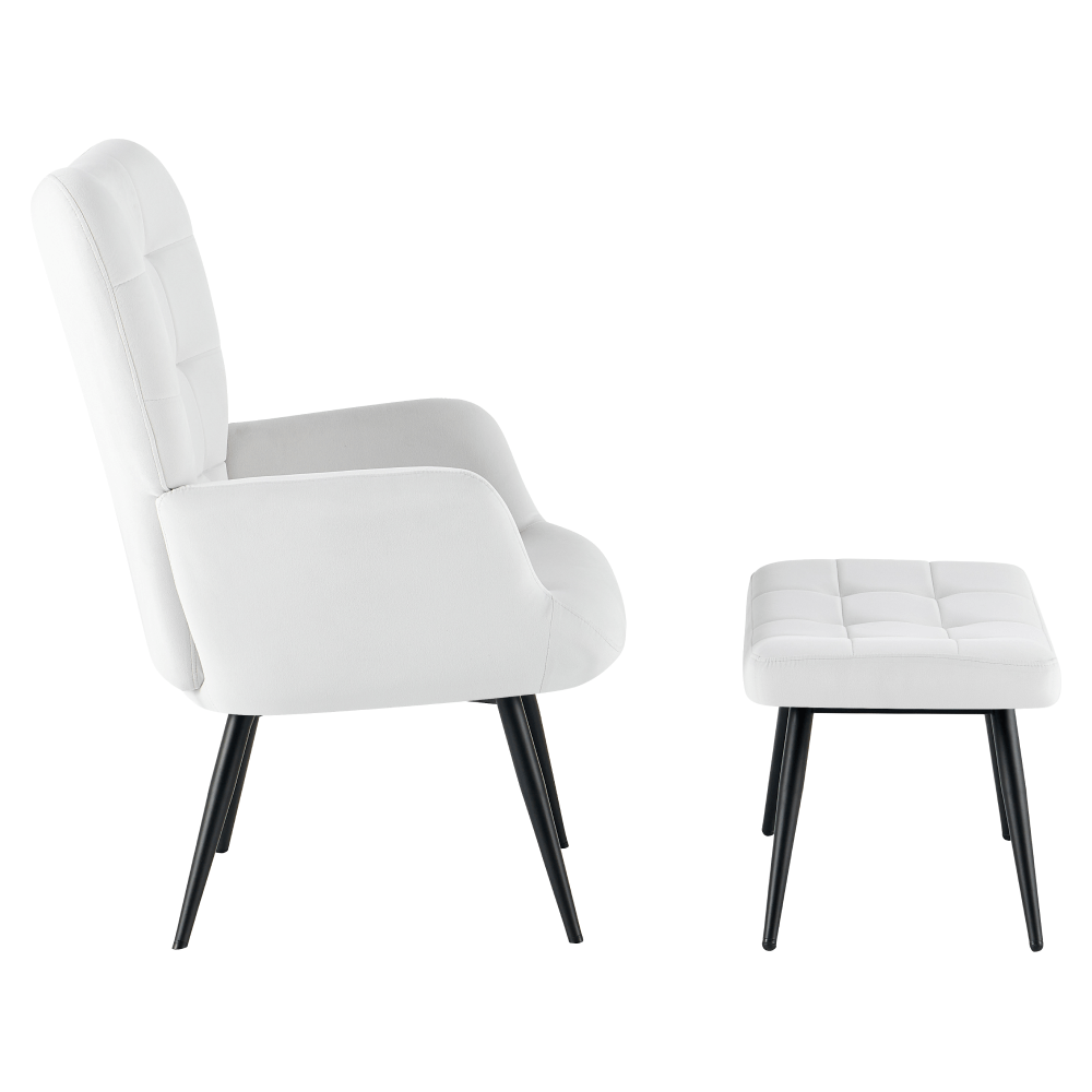 Fotoliu cu suport pentru picioare, gri deschis tesatura Velvet/negru, HABEN — imaginea 4