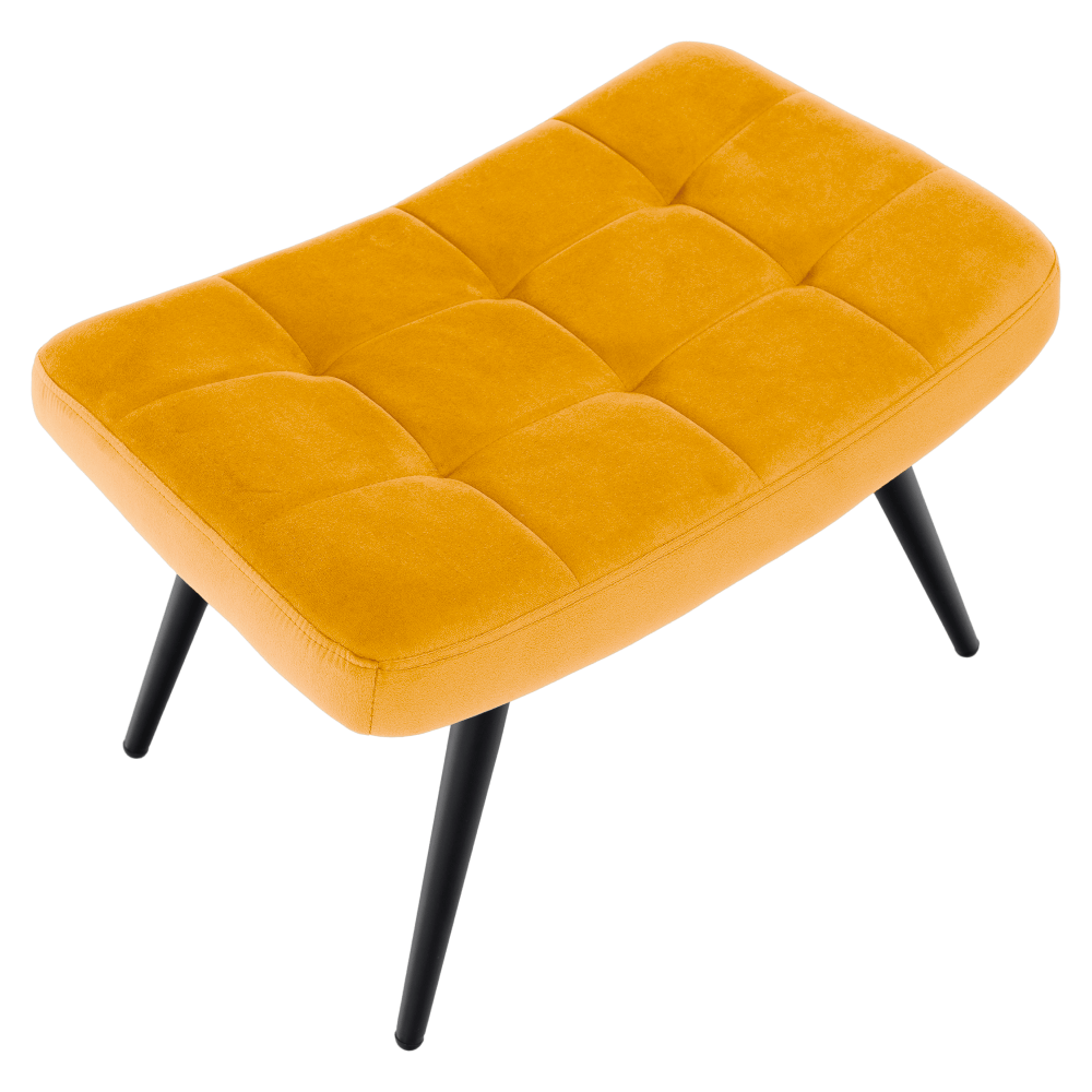 Fotoliu cu suport pentru picioare, galben tesatura Velvet/negru, HABEN — imaginea 3