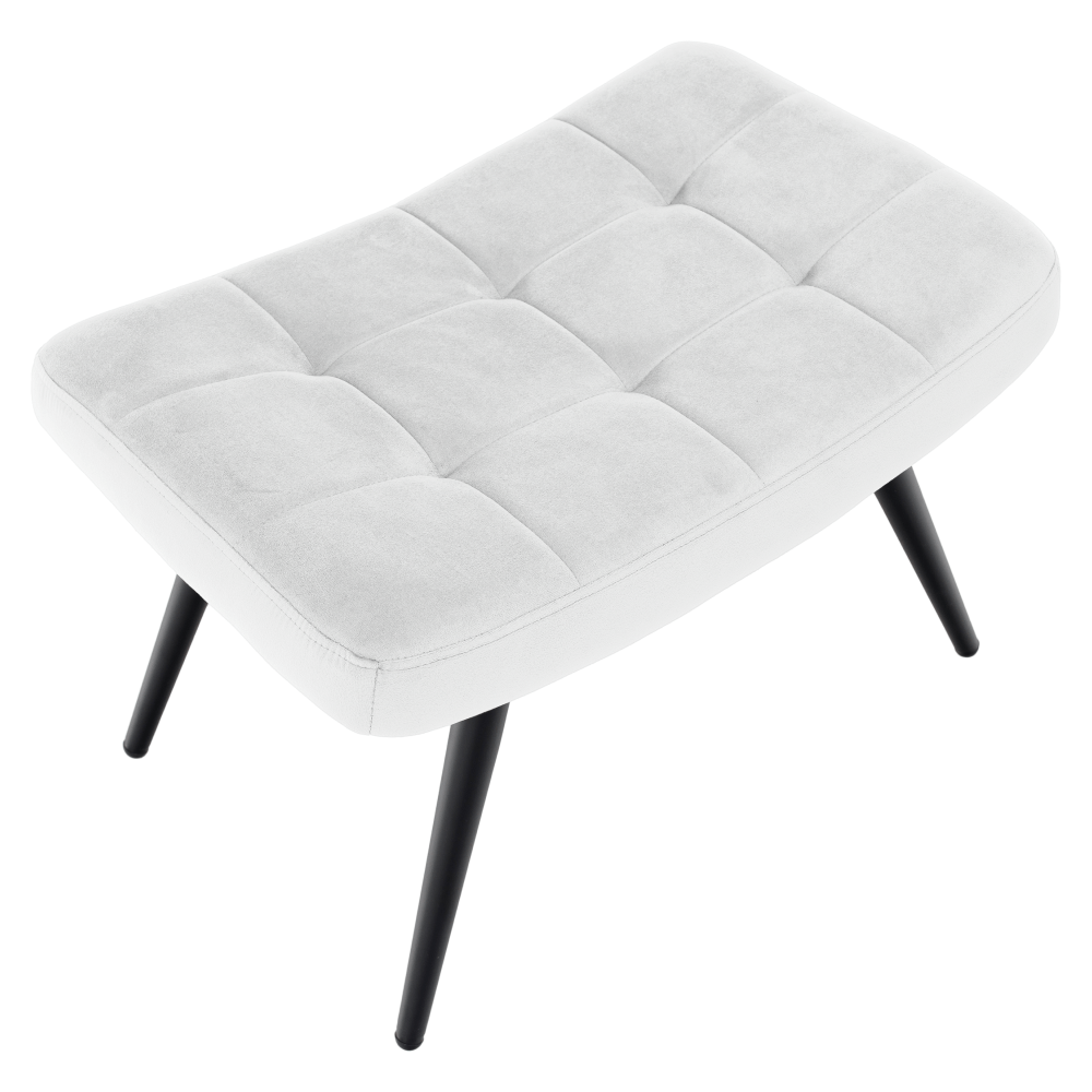 Fotoliu cu suport pentru picioare, gri deschis tesatura Velvet/negru, HABEN — imaginea 7
