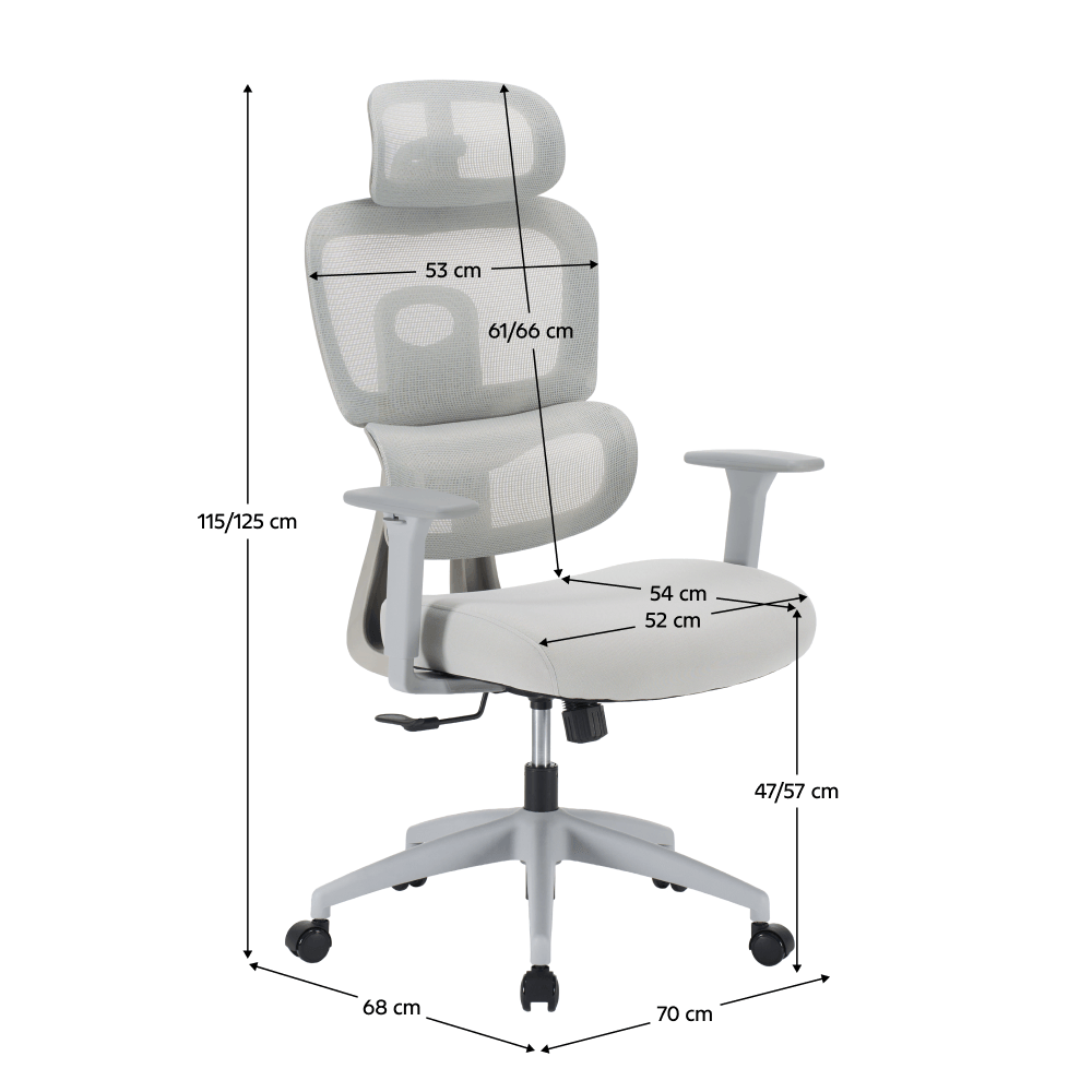 Fotoliu de birou, gri deschis/gri, portanta 150 kg, ERMEN — imaginea 2