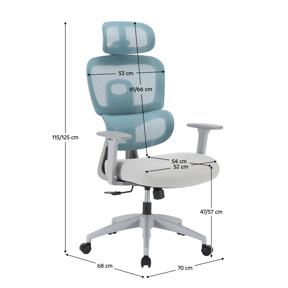 Fotoliu de birou, neomint/gri deschis/gri, portanta 150 kg, ERMEN — imaginea 2