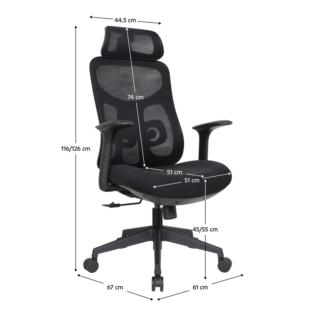 Fotoliu de birou, negru, portanta 150 kg, SULIVAN — imaginea 2