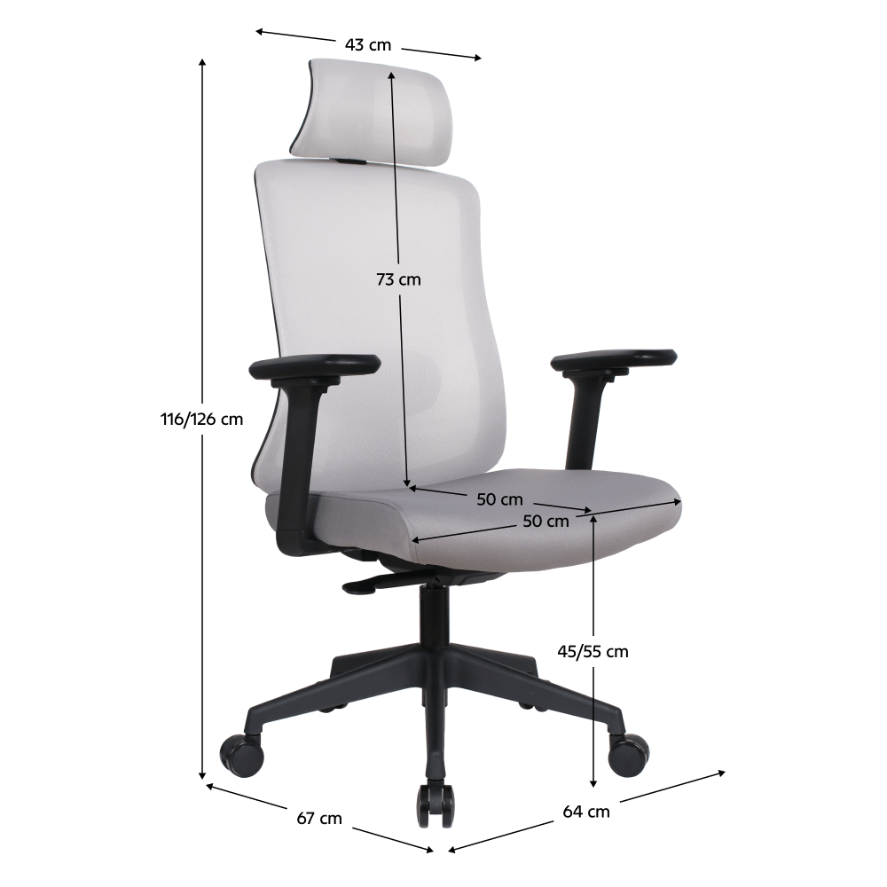 Scaun de birou, gri/negru, portanta 150 kg, ROSANO — imaginea 2