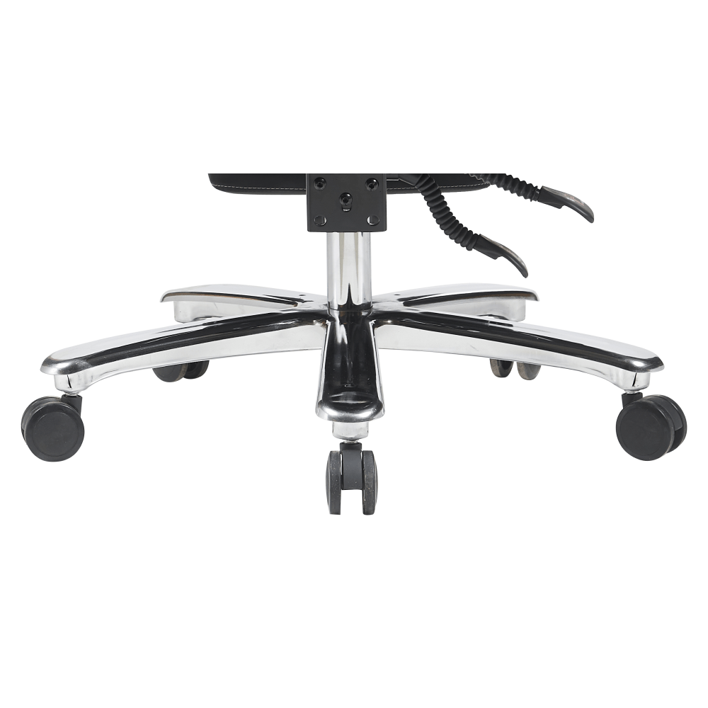 Fotoliu de birou, piele ecologica neagra/crom, portanta 150 kg, URIEN — imaginea 3