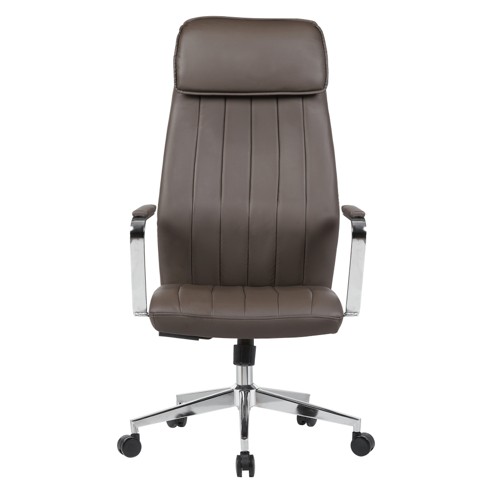 Fotoliu de birou, piele ecologica gri-maro/crom, capacitate incarcare 150 kg, ELADIO — imaginea 4