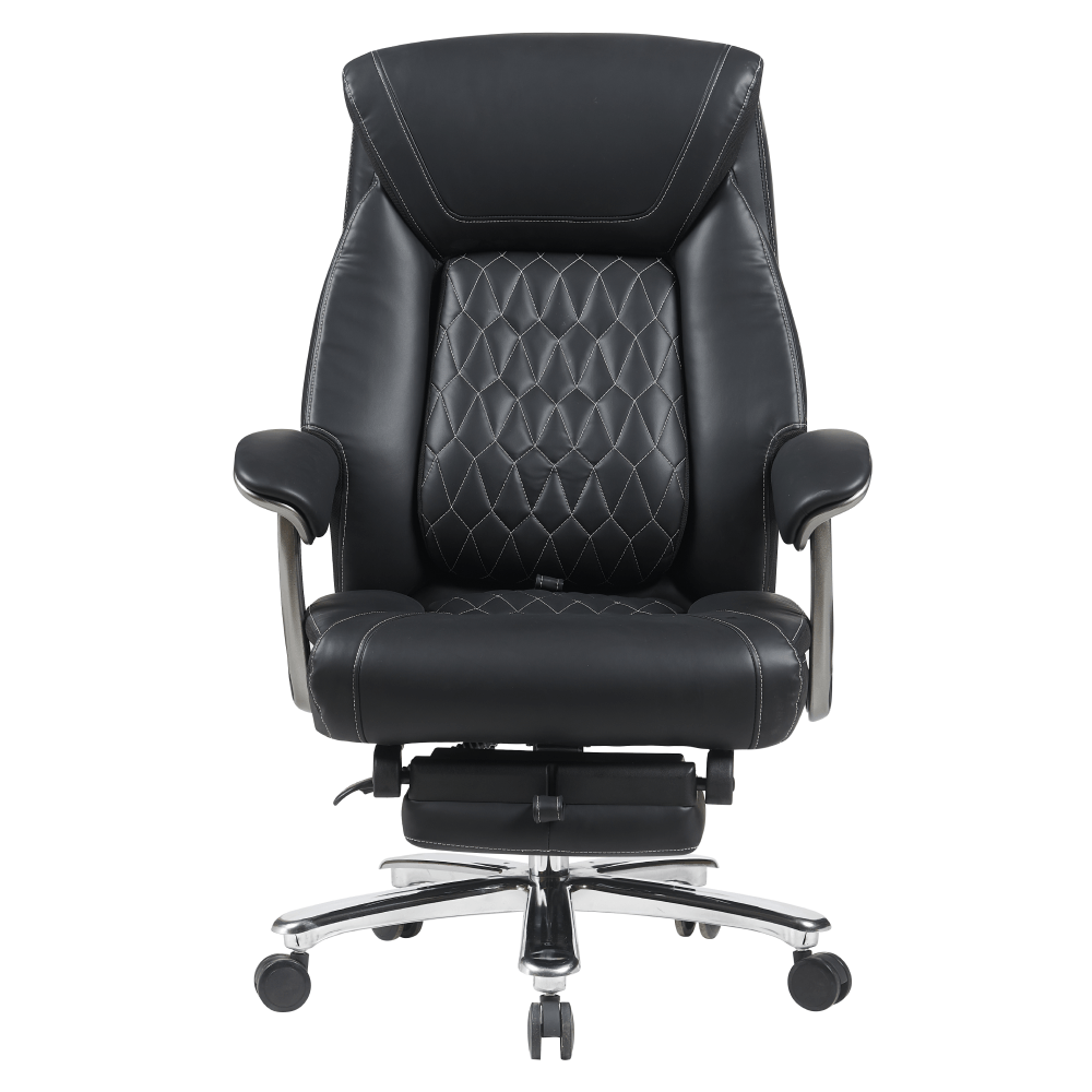 Fotoliu de birou, piele ecologica neagra/crom, portanta 150 kg, URIEN — imaginea 4
