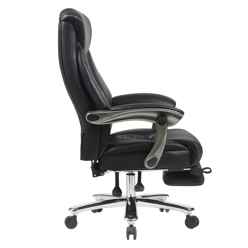 Fotoliu de birou, piele ecologica neagra/crom, portanta 150 kg, URIEN — imaginea 5