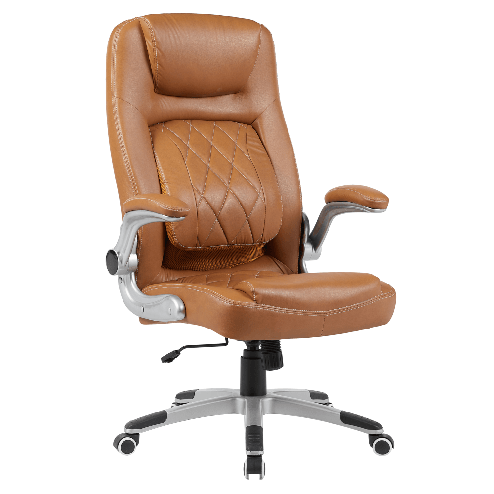 Fotoliu de birou, piele ecologica maro/argintiu, portanta 150 kg, GREKO — imaginea 3