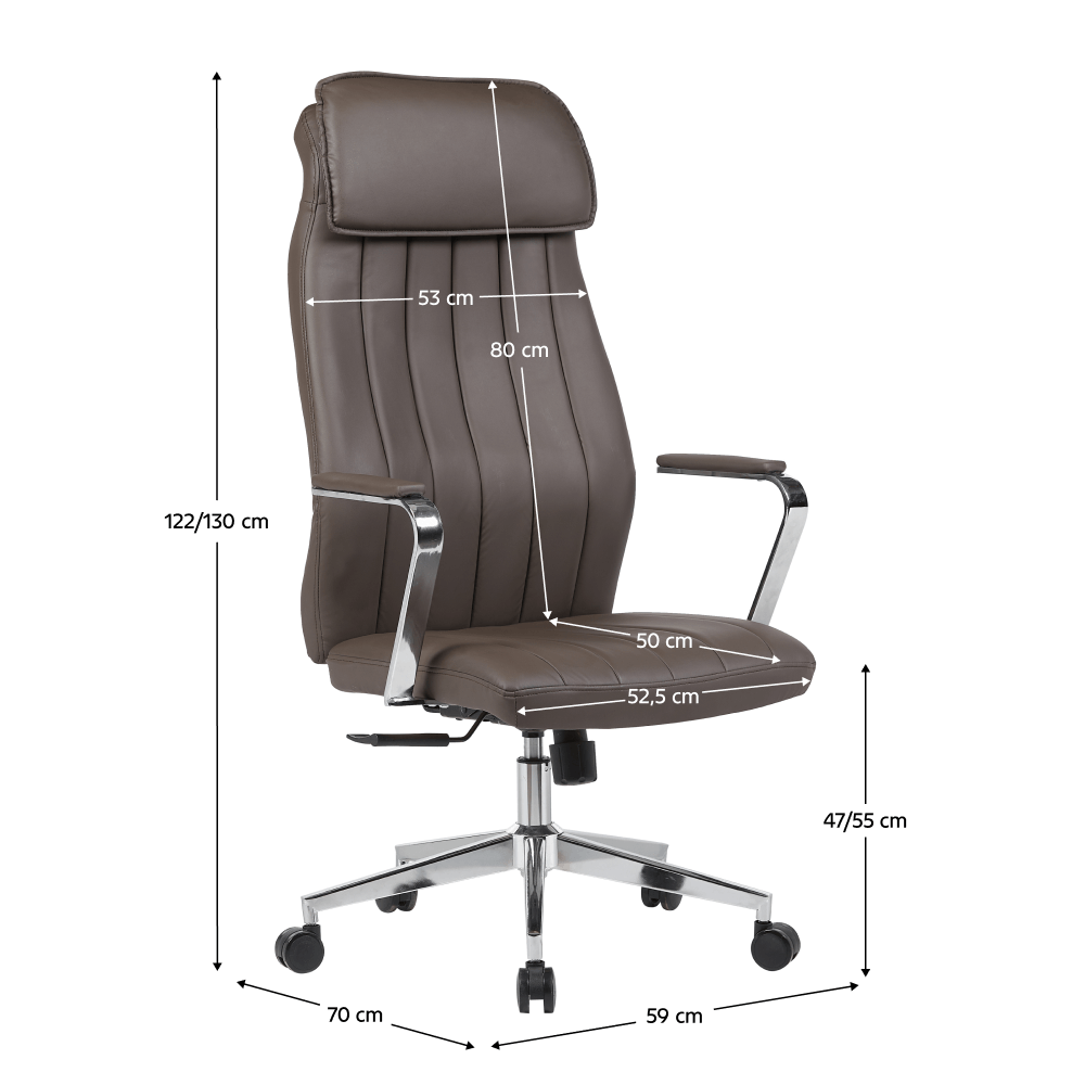 Fotoliu de birou, piele ecologica gri-maro/crom, capacitate incarcare 150 kg, ELADIO — imaginea 7