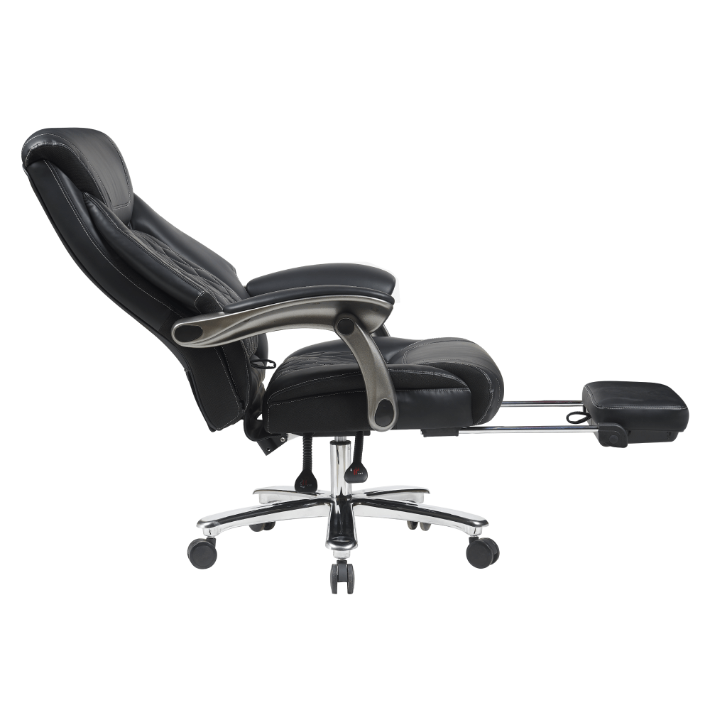 Fotoliu de birou, piele ecologica neagra/crom, portanta 150 kg, URIEN — imaginea 7