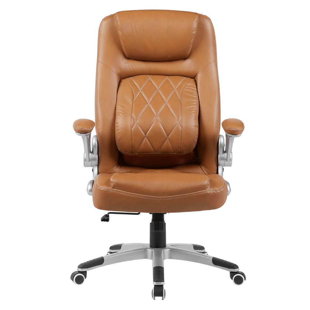 Fotoliu de birou, piele ecologica maro/argintiu, portanta 150 kg, GREKO — imaginea 4