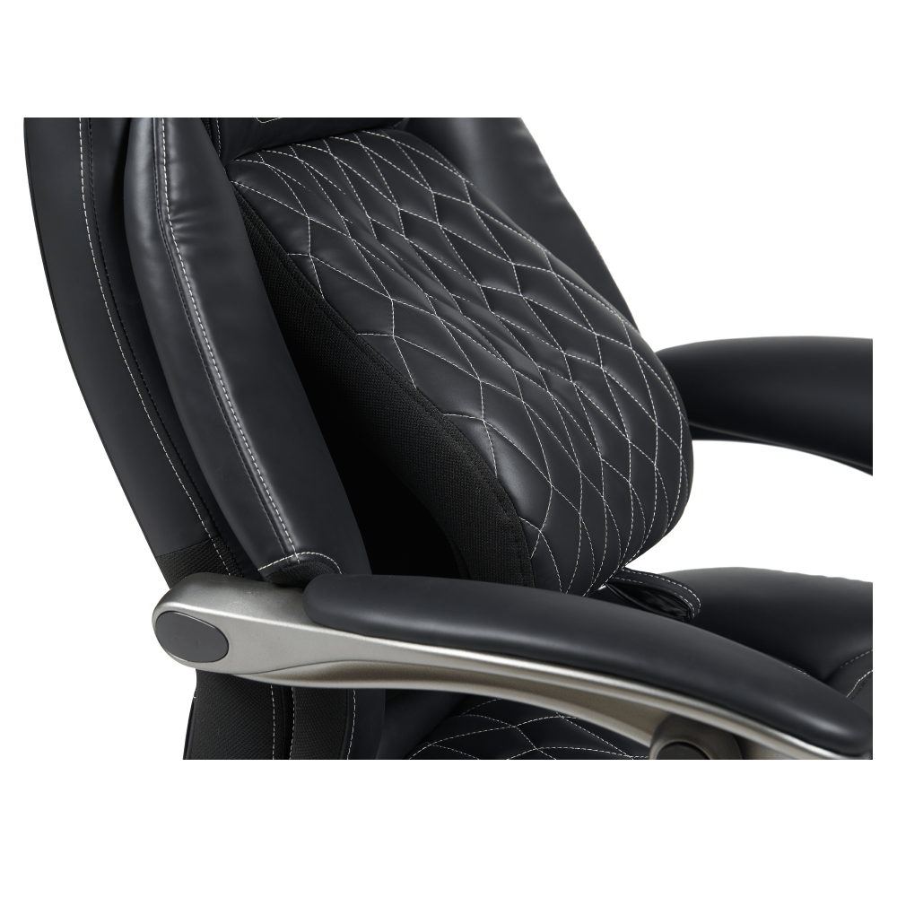 Fotoliu de birou, piele ecologica neagra/crom, portanta 150 kg, URIEN — imaginea 8