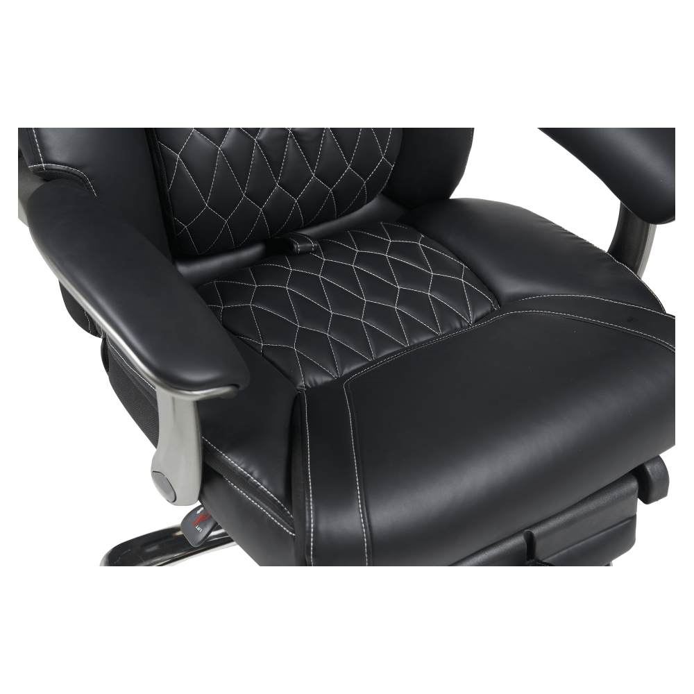 Fotoliu de birou, piele ecologica neagra/crom, portanta 150 kg, URIEN — imaginea 9