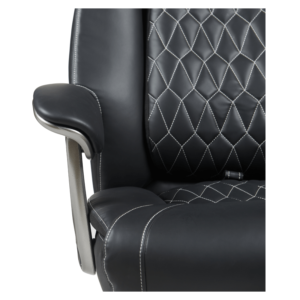 Fotoliu de birou, piele ecologica neagra/crom, portanta 150 kg, URIEN — imaginea 10