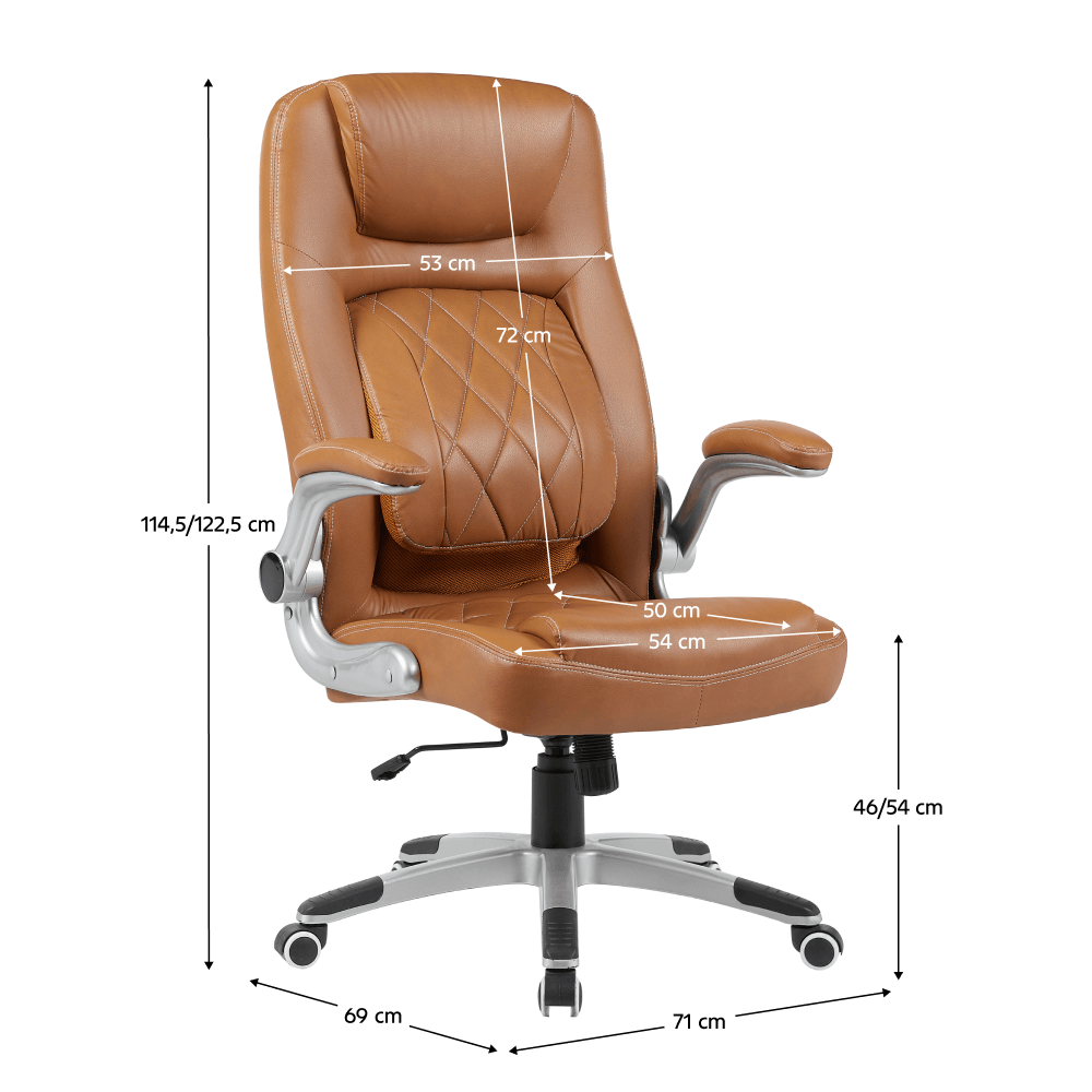 Fotoliu de birou, piele ecologica maro/argintiu, portanta 150 kg, GREKO — imaginea 7