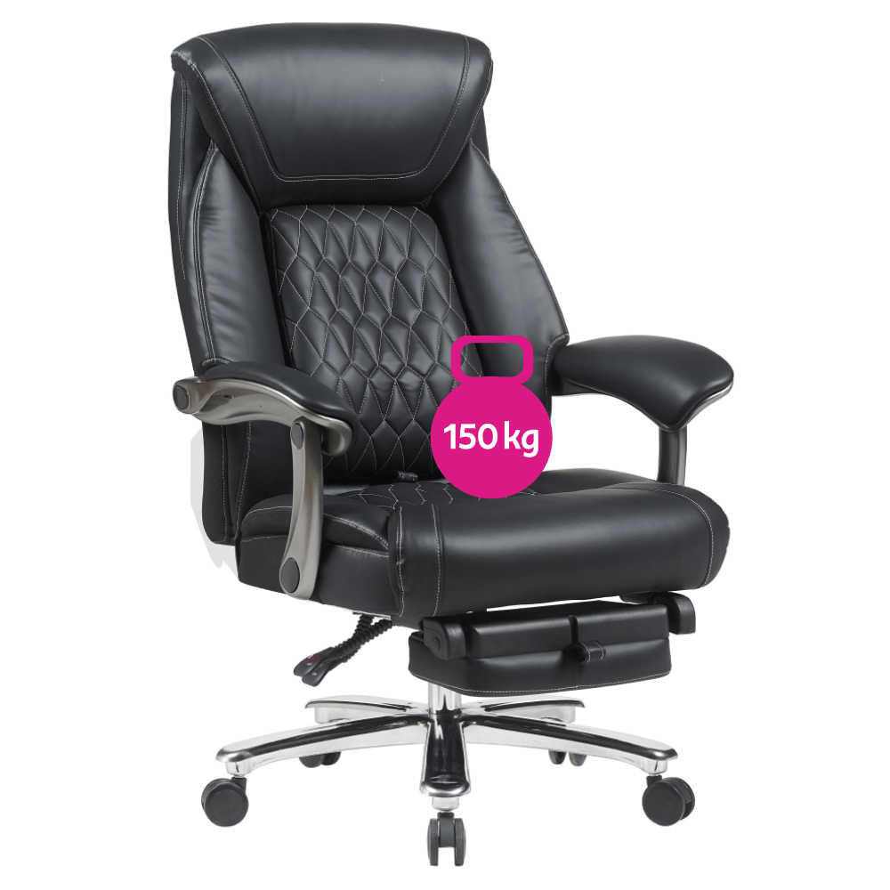 Fotoliu de birou, piele ecologica neagra/crom, portanta 150 kg, URIEN — imaginea 13