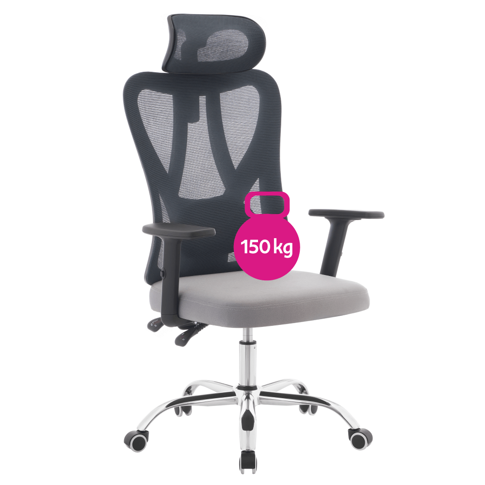 Fotoliu de birou, gri inchis/gri deschis/crom, portanta 150 kg, ADEMIR — imaginea 8