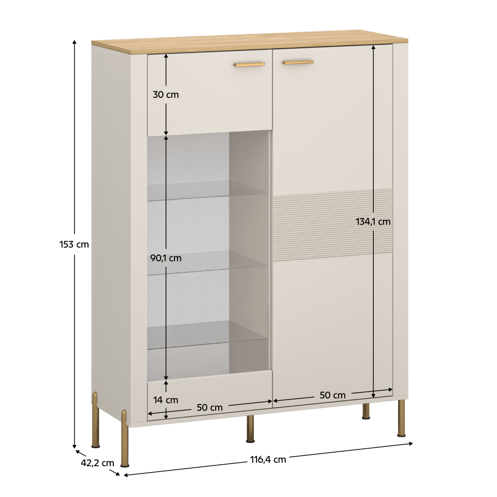 Vitrina joasa, casmir/stejar de piatra, RUNOL 1D1W — imaginea 4