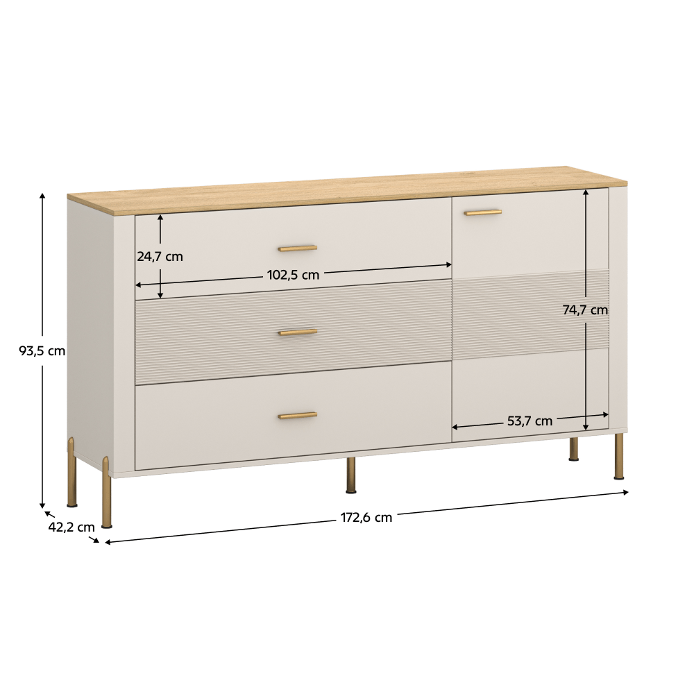 Comoda, casmir/stejar de piatra, RUNOL 1D3S — imaginea 2