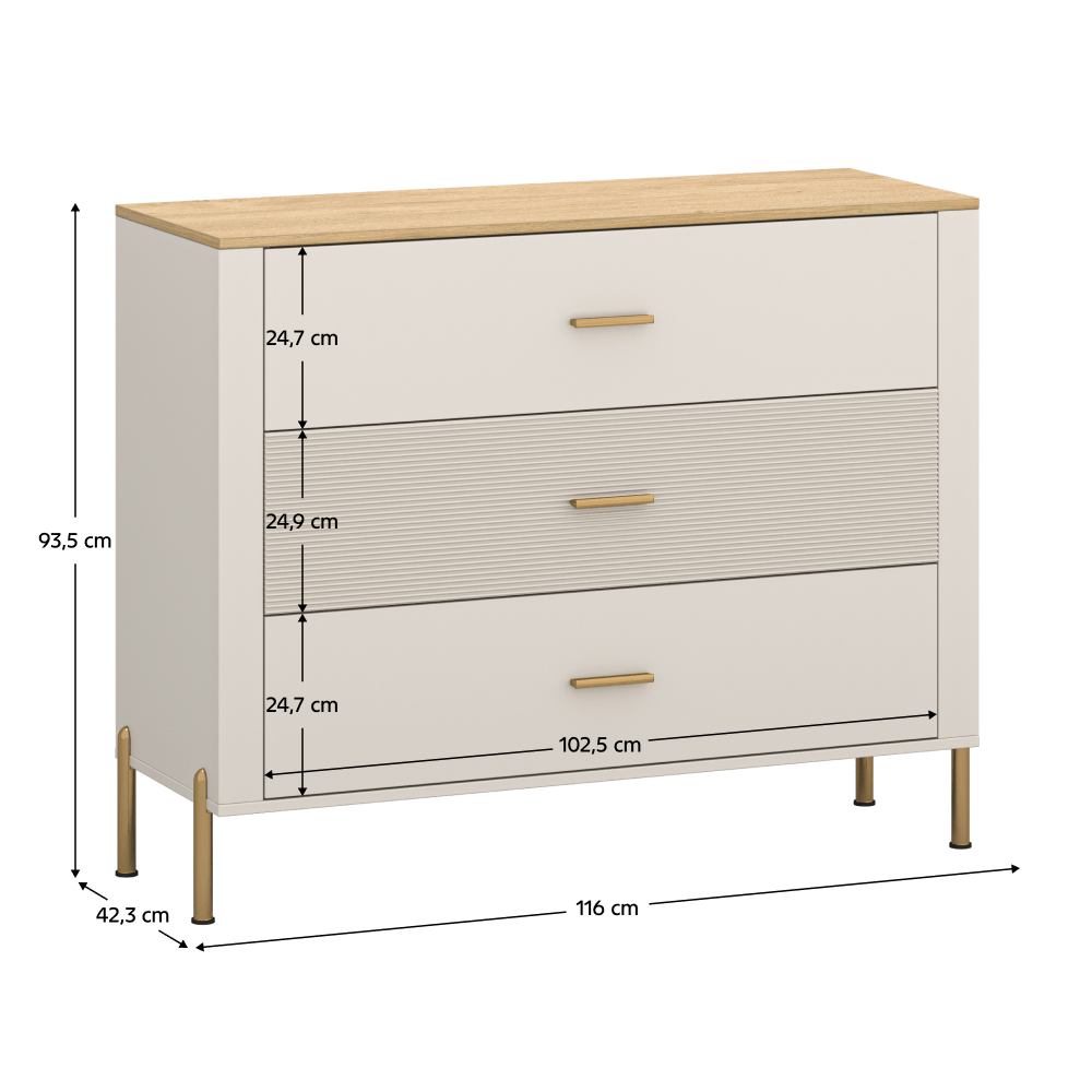 Comoda, casmir/stejar de piatra, RUNOL 3S — imaginea 4