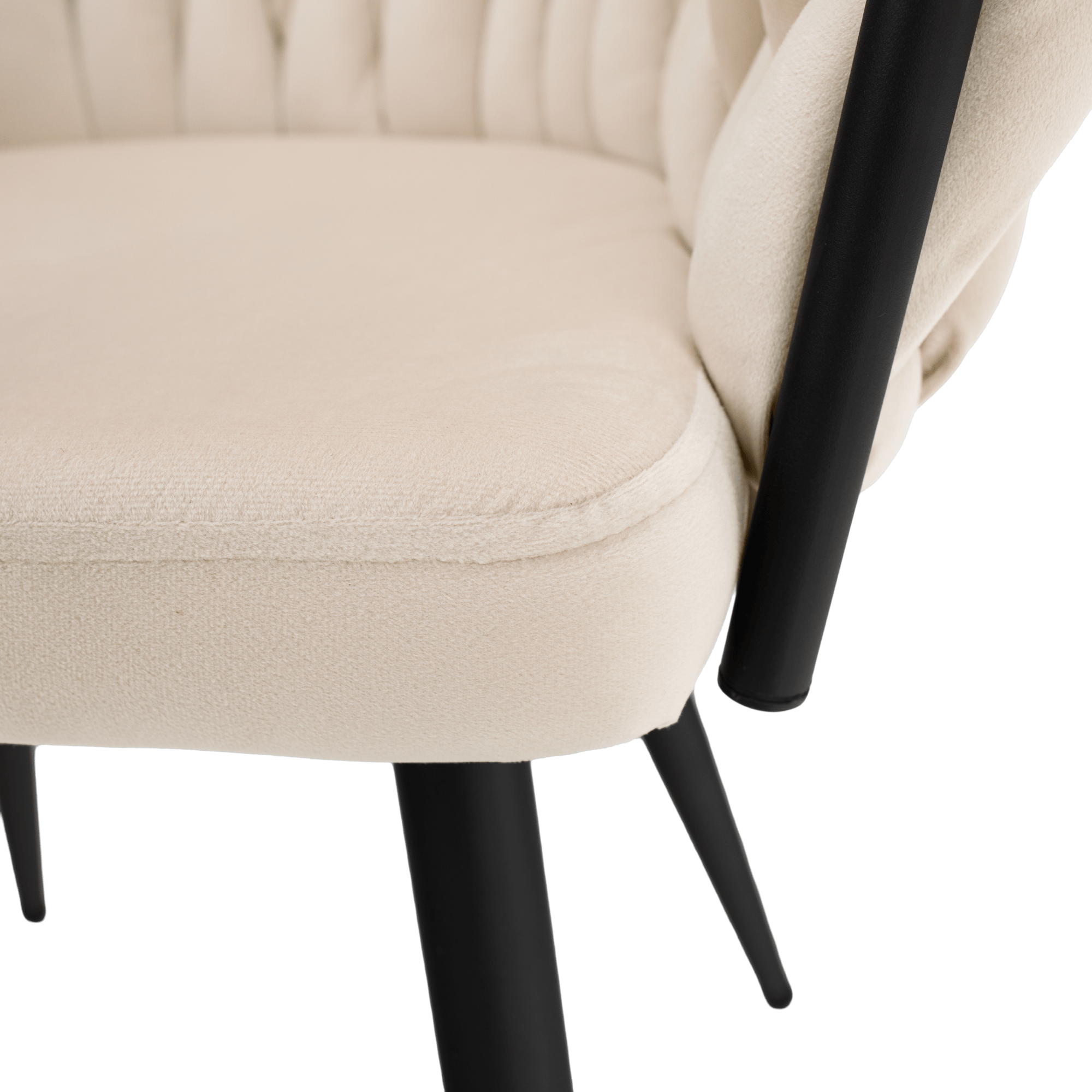 Scaun de bucatarie, bej deschis tesatura velvet/negru, BLER — imaginea 17