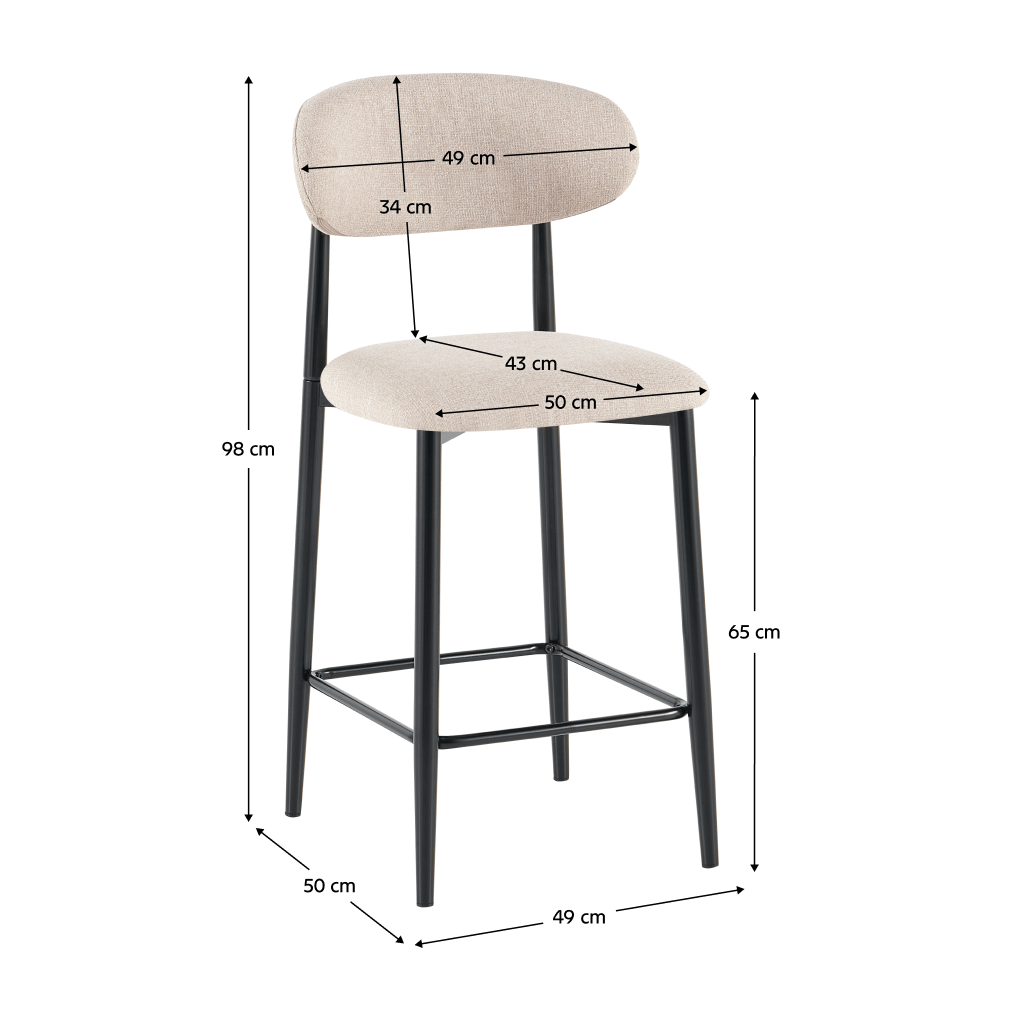 Scaun de bar, tesatura bej/negru, ZAJDA TYP 2 — imaginea 2
