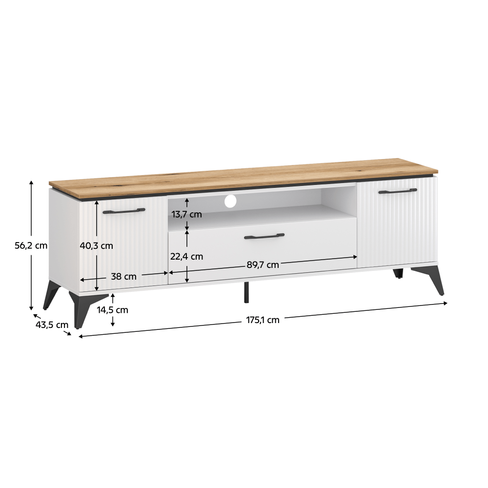 Masuta TV, alb/stejar evoke, VELIS 2D1S/170 — imaginea 5