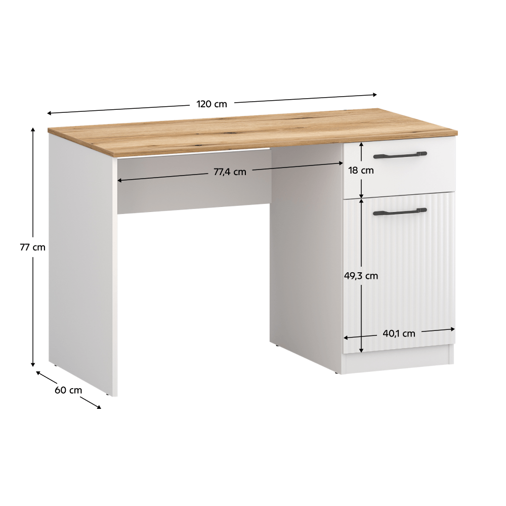 Masa PC, alb/stejar evoke, VELIS 1D1S/120 — imaginea 5