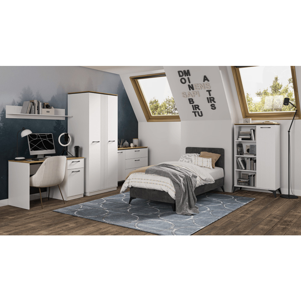 Dulap cu oglinda, alb/stejar evoke, VELIS 1D/40 — imaginea 3