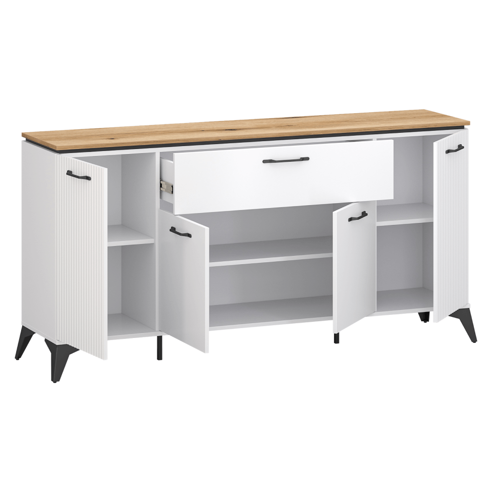 Comoda cu sertare, alb/stejar evoke, VELIS 4D1S — imaginea 7
