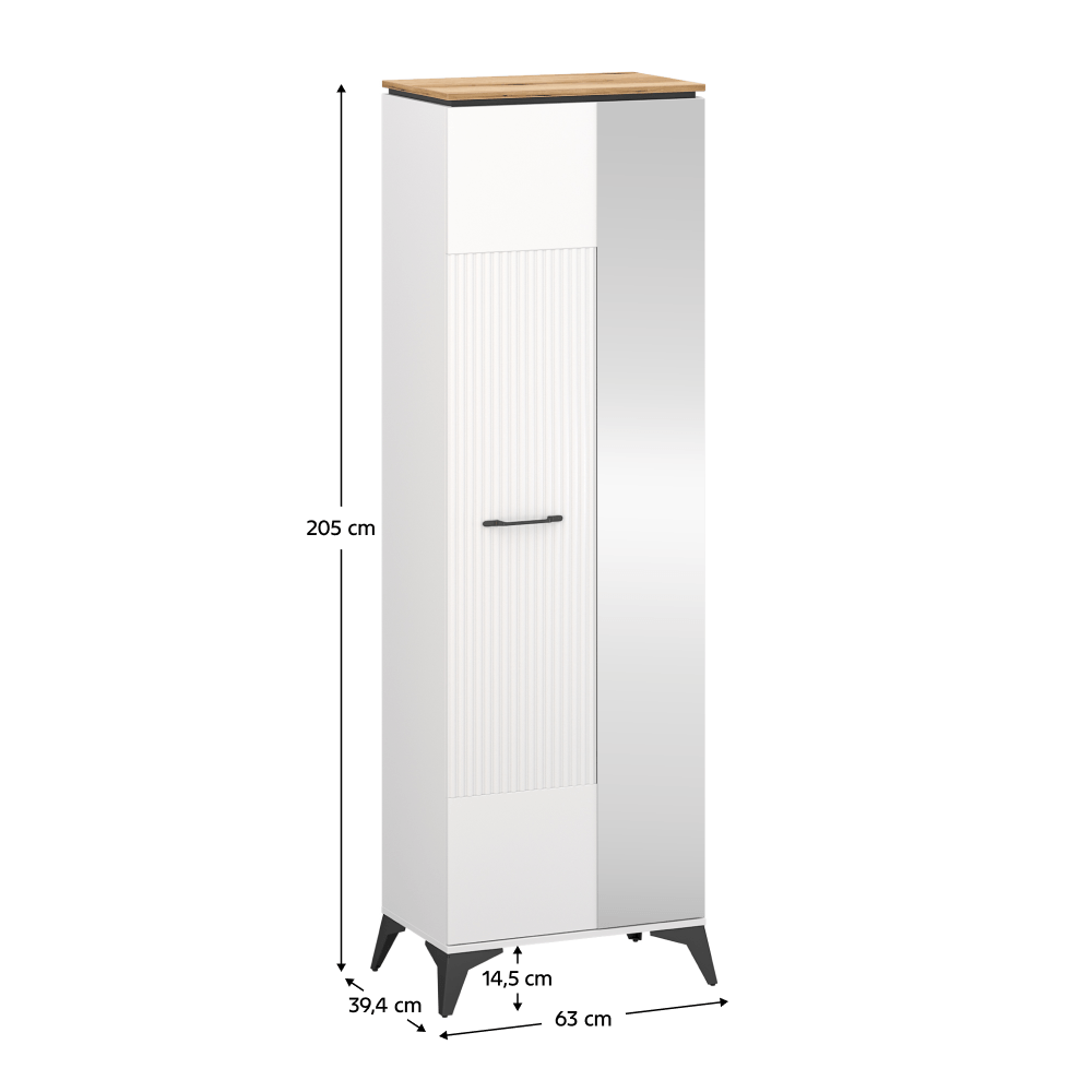 Dulap cu oglinda, alb/stejar evoke, VELIS 1D/40 — imaginea 5