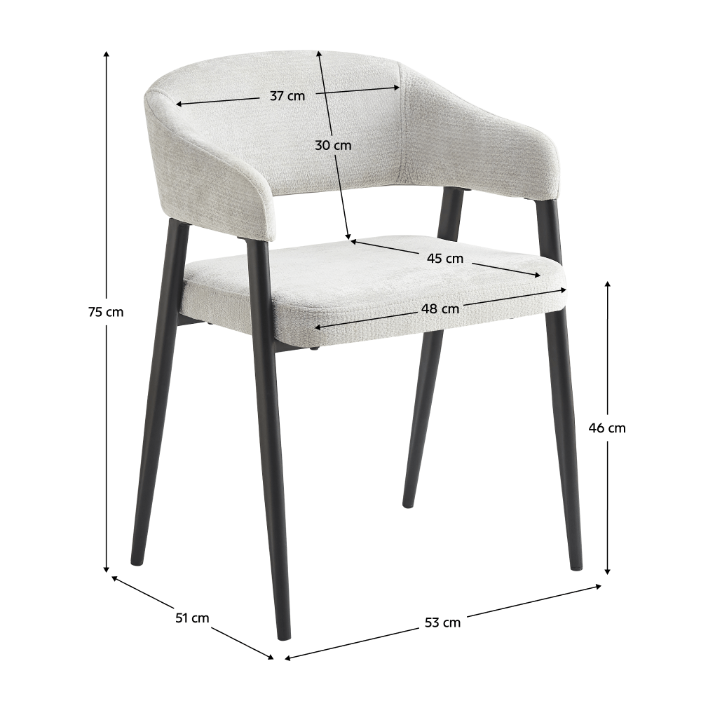 Fotoliu de sufragerie design, gri deschis/negru, NIZAR TYP 2 — imaginea 2