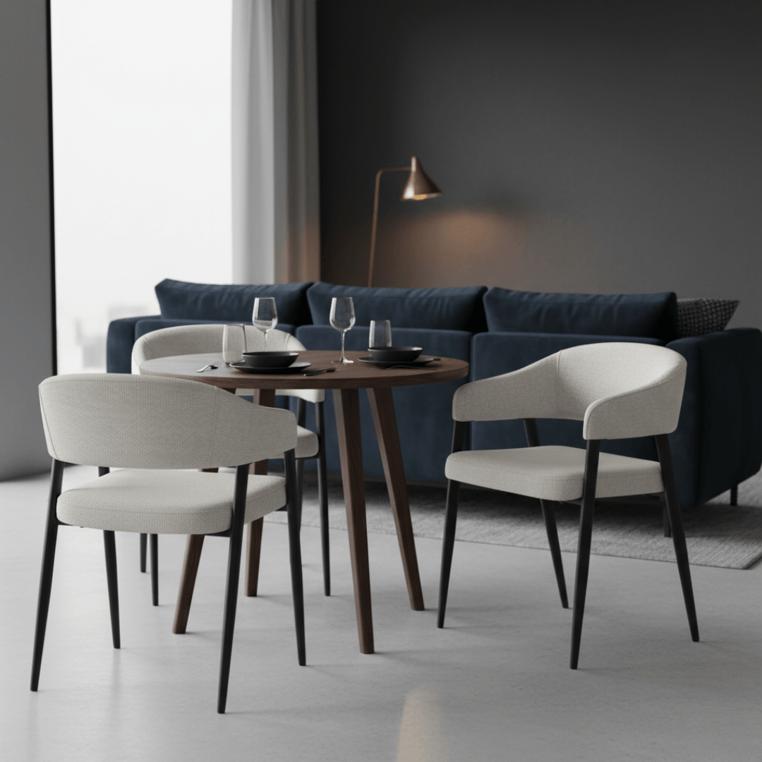 Fotoliu de sufragerie design, gri deschis/negru, NIZAR TYP 2 — imaginea 8