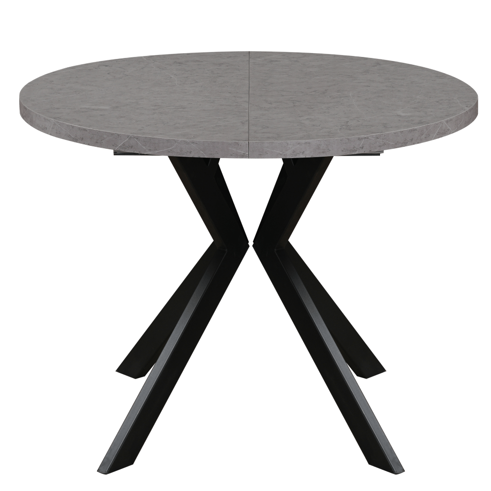 Masa de sufragerie extensibila, beton deschis/negru, 100-250x75,5 cm, LUKOS — imaginea 4