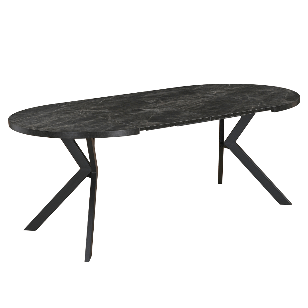 Masa de sufragerie extensibila, beton inchis/negru, 100-250x75,5 cm, LUKOS — imaginea 5