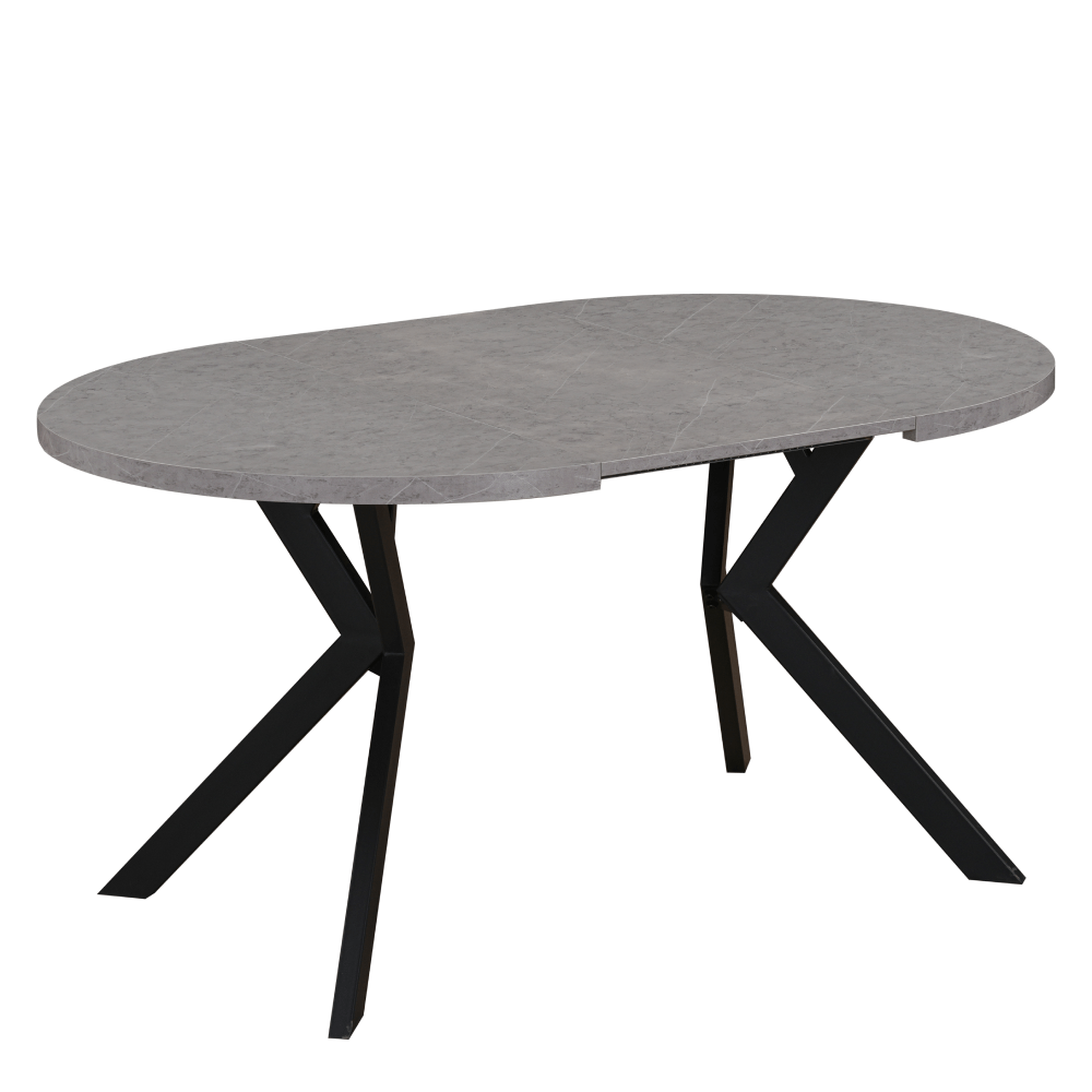 Masa de sufragerie extensibila, beton deschis/negru, 100-250x75,5 cm, LUKOS — imaginea 6