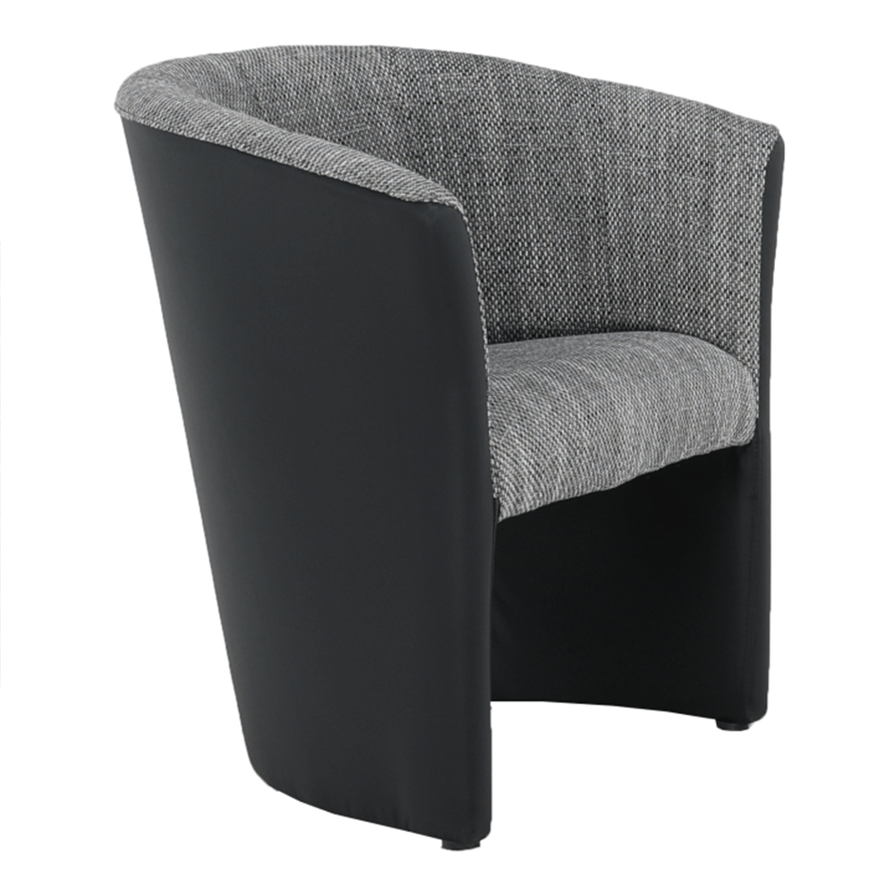 Fotoliu de club, piele eco Damasko negru/material gri, CUBA — imaginea 11