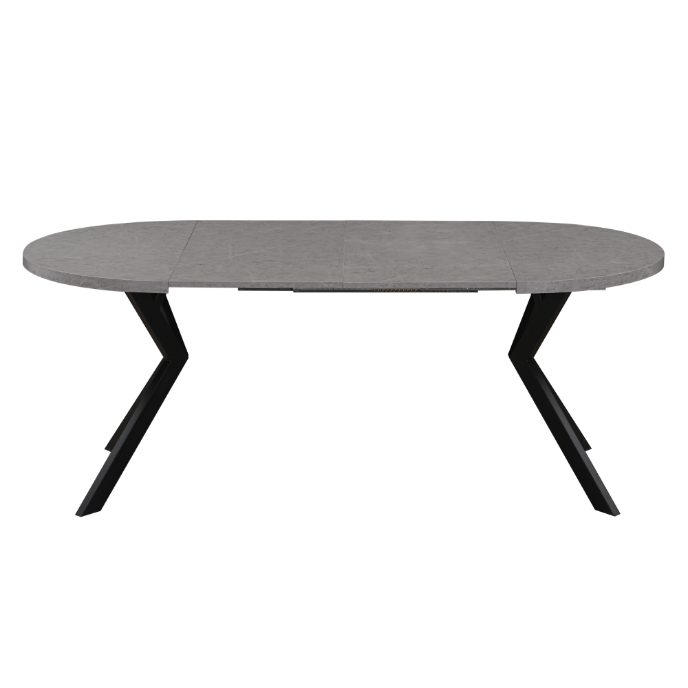 Masa de sufragerie extensibila, beton deschis/negru, 100-250x75,5 cm, LUKOS — imaginea 7