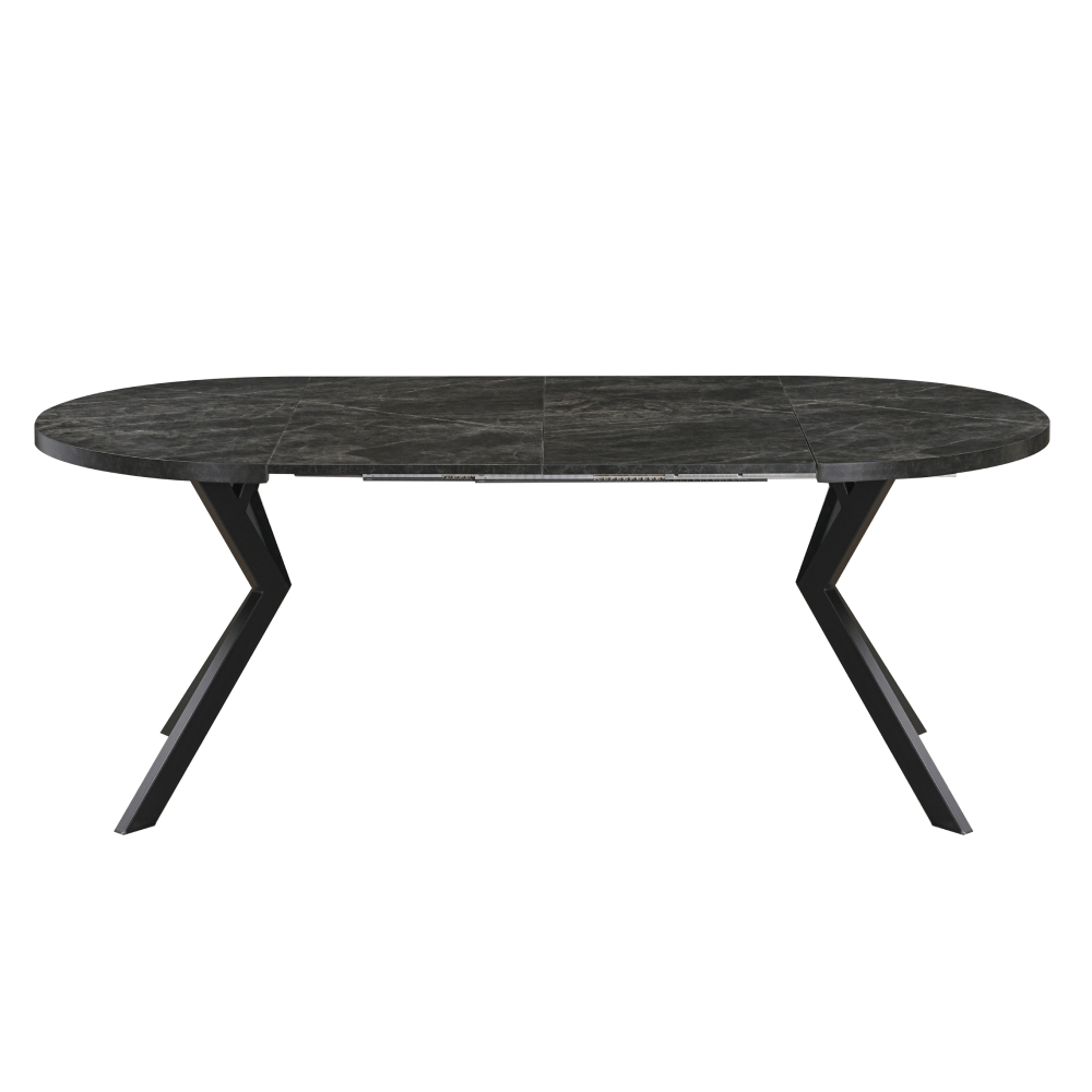 Masa de sufragerie extensibila, beton inchis/negru, 100-250x75,5 cm, LUKOS — imaginea 6