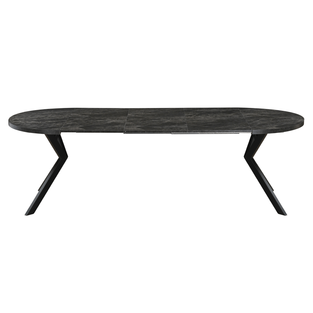 Masa de sufragerie extensibila, beton inchis/negru, 100-250x75,5 cm, LUKOS — imaginea 7