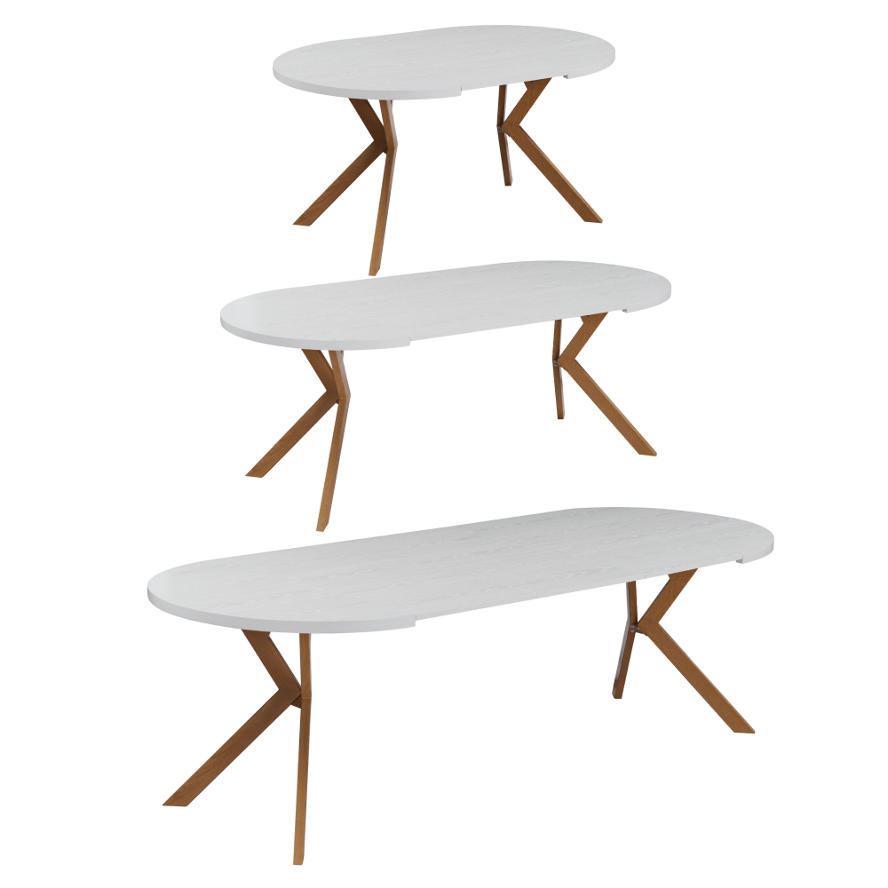 Masa extensibila de sufragerie, alba/stejar, 100-250x75,5 cm, LUKOS — imaginea 10